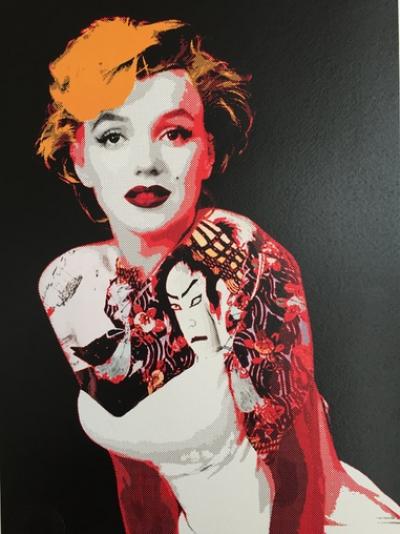 Death NYC - Marilyn Monroe Tattoo Yellow - Street Art - Plazzart