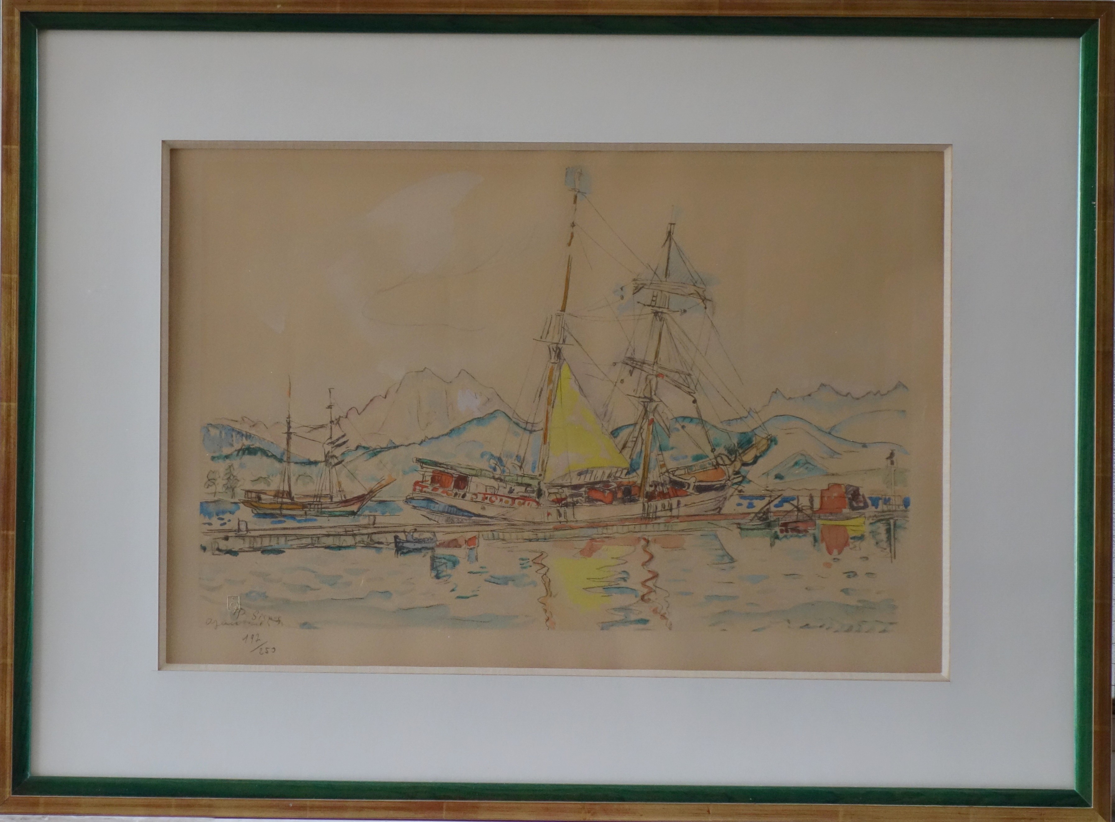 Paul SIGNAC Bateaux à voile dans la Baie d'Ajaccio