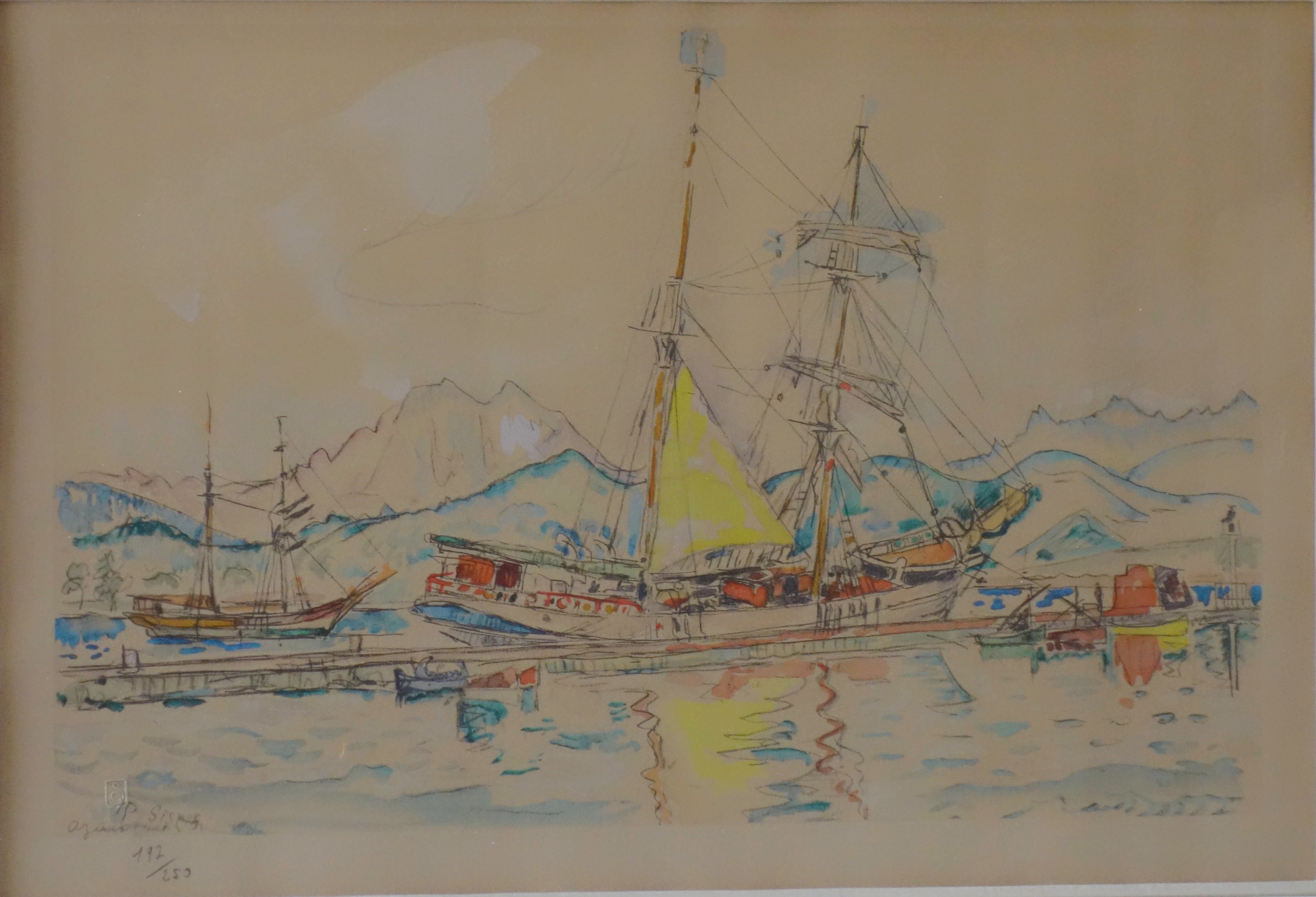 Paul SIGNAC Bateaux à voile dans la Baie d'Ajaccio