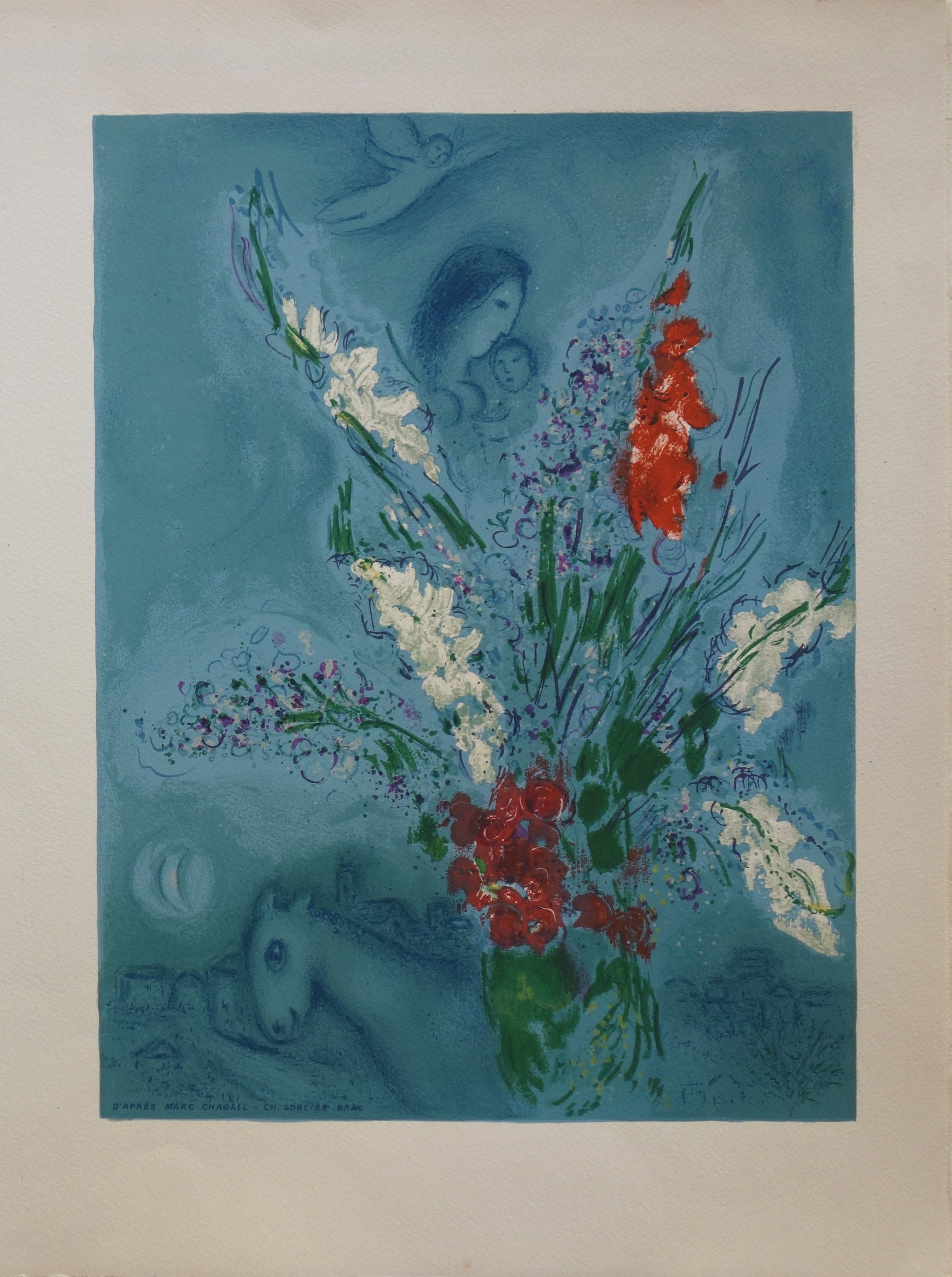 Marc Chagall Les Glaieuls 1965 Lithographie Mourlot Art