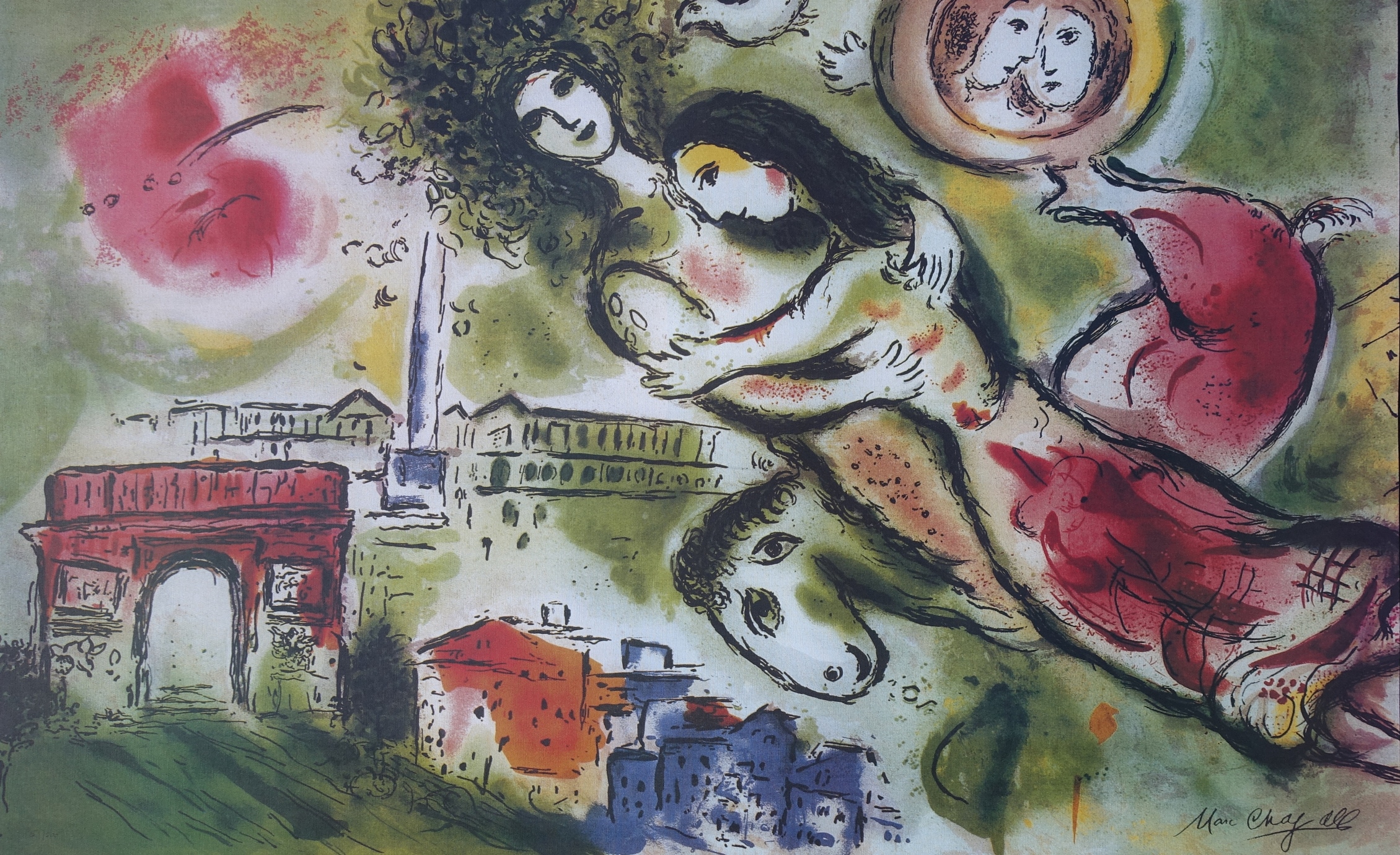 Marc Chagall After Romeo And Juliette In Paris Signed Lithograph