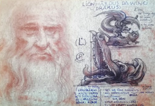 Giancarlo Prandelli Leonardo The Lion And The Dragon Leonardo Da Vinci Sanguine And Ink On Cardboard 45x30cm Contemporary Art Plazzart