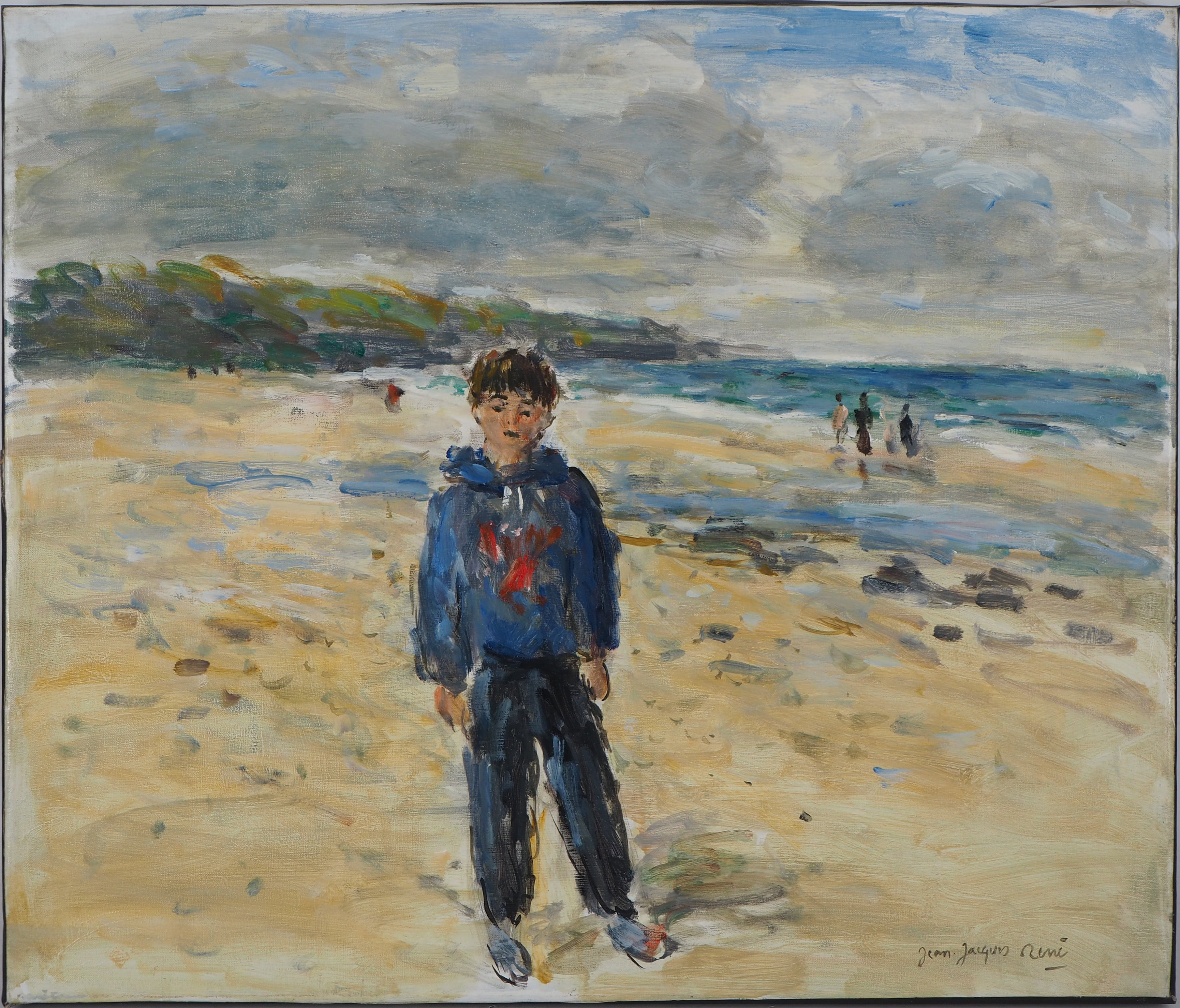 Jean-Jacques RENÉ : The boy on the beach - Signed oil on canvas - Post ...