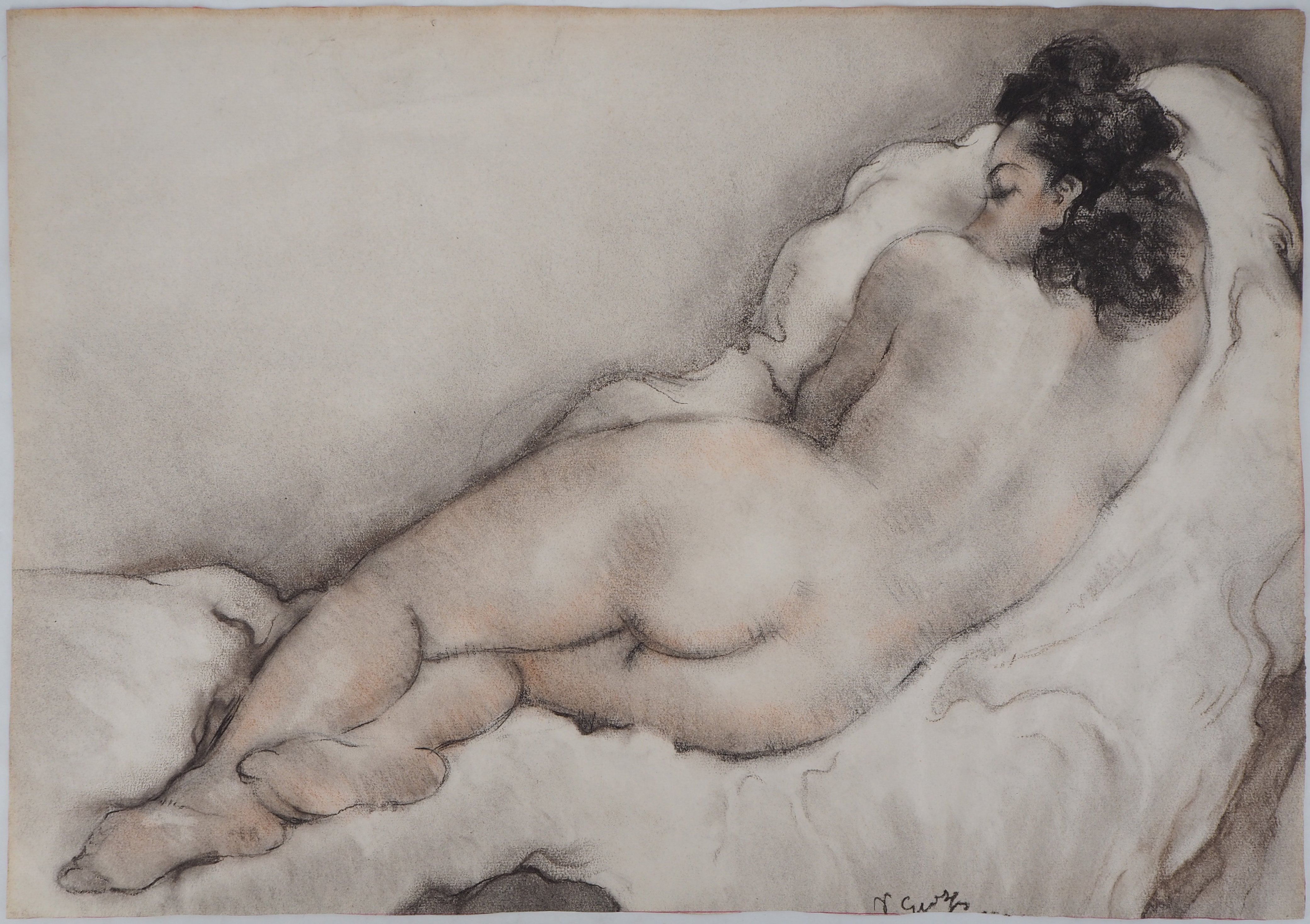 French school of the early 20th century - Nude reclining woman, original  signed drawing - Post War & Modern Art - Plazzart