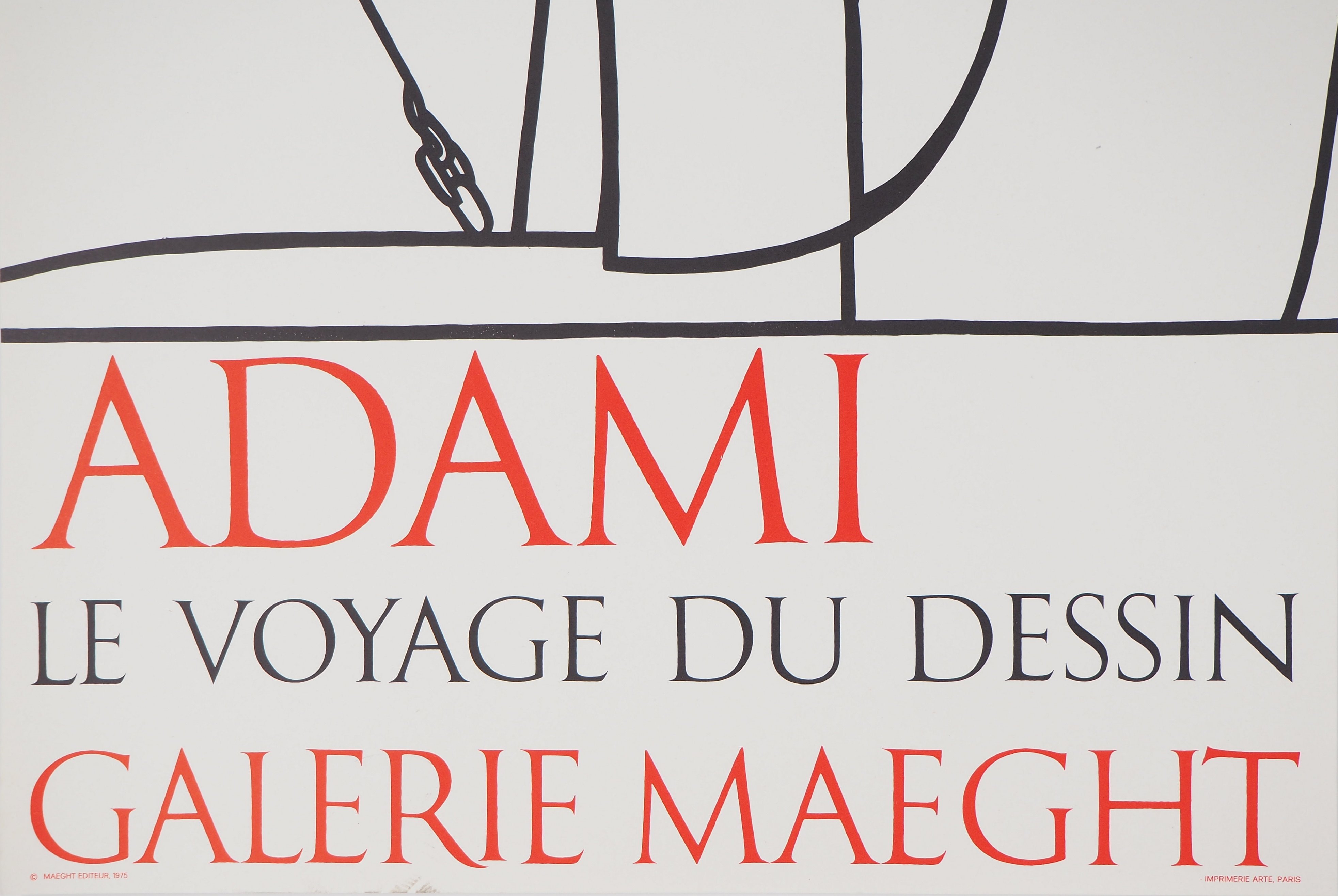 Valerio ADAMI : Le voyage du dessin - Affiche lithographique