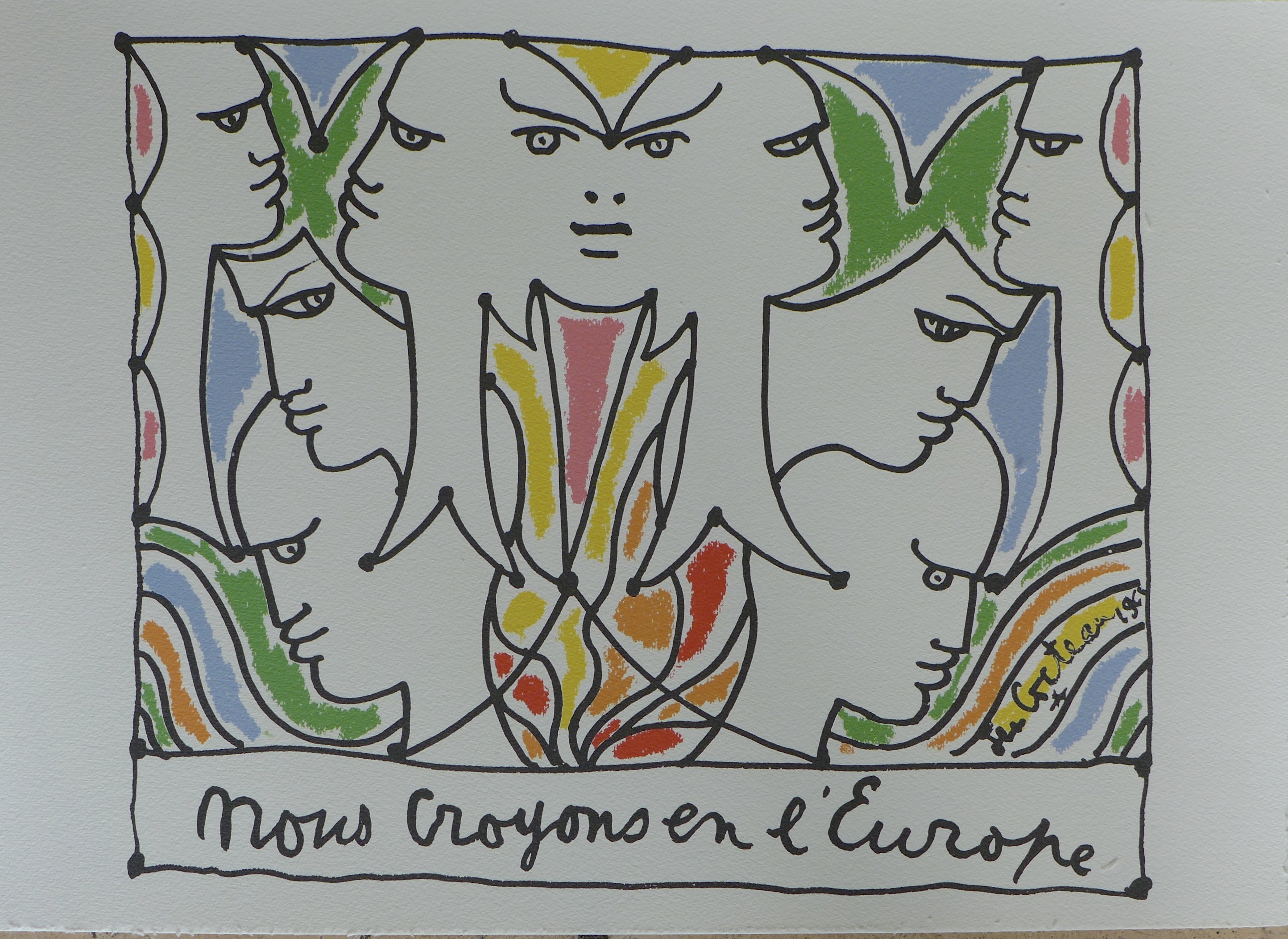 Jean COCTEAU - Faces of Europe, 1961 - Lithograph | Barnebys