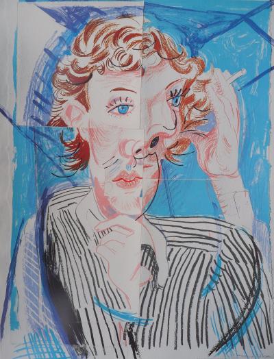 David HOCKNEY : Portrait cubiste, 1985 - Affiche originale d’époque 2