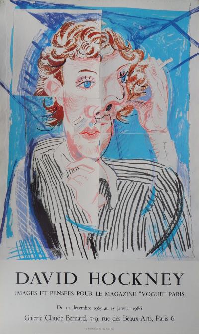 David HOCKNEY : Cubist Portrait, 1985 -Original Vintage Poster