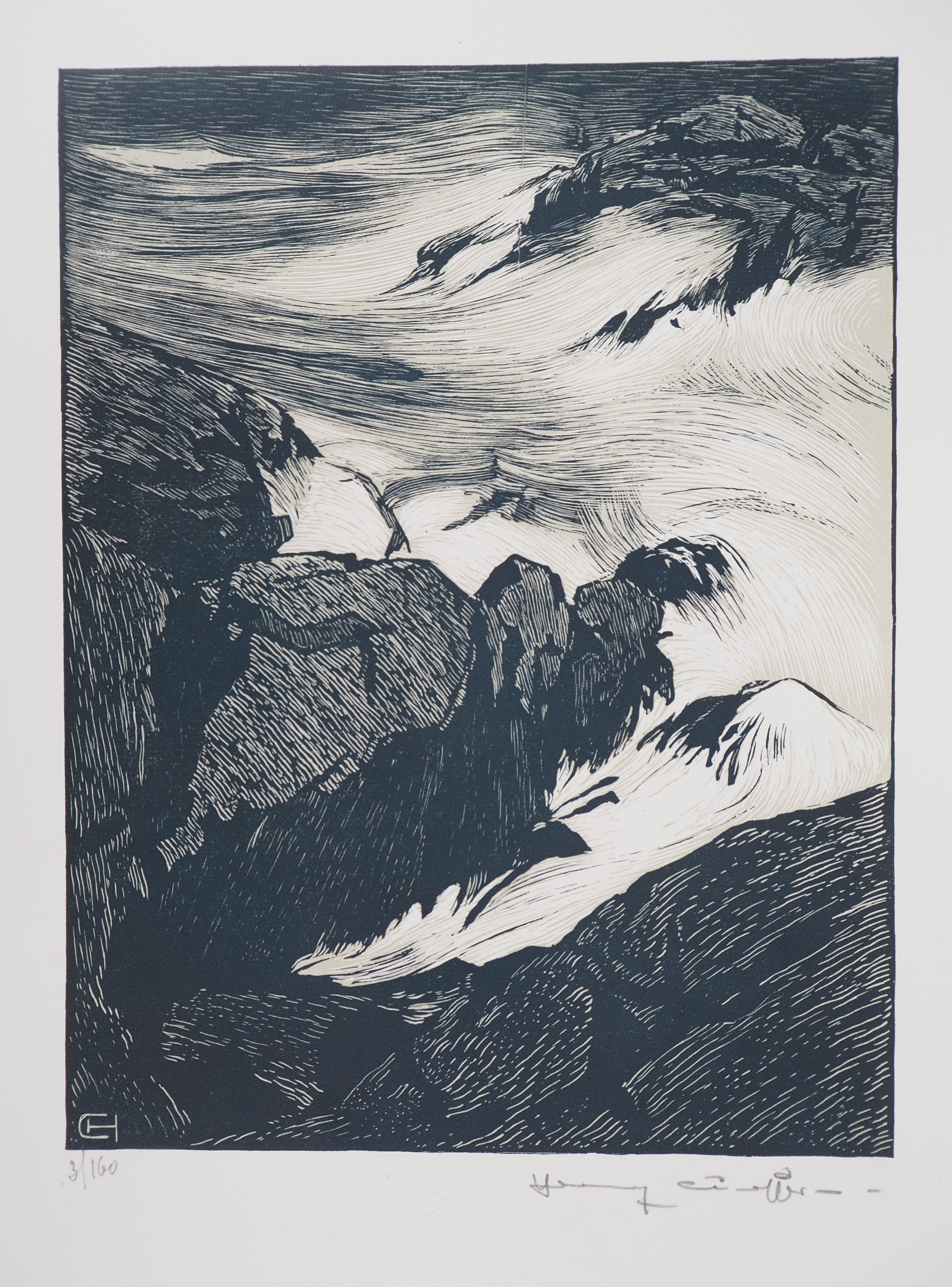 Henry CHEFFER: Finistère: Tide rising - 1928 - Original signed woodcut ...