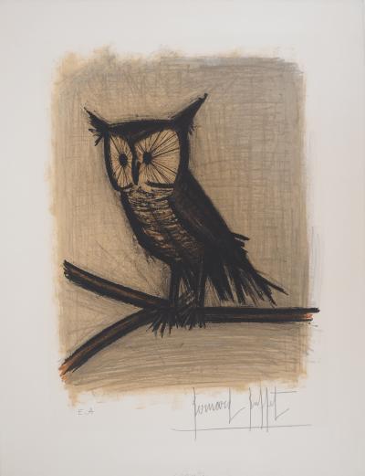 Bernard BUFFET - Owl - Original lithograph, signed in pencil