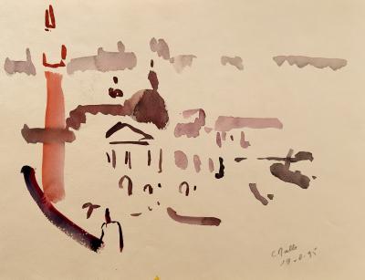 Charles MALLE - Venise, 1995 - Aquarelle originale signée