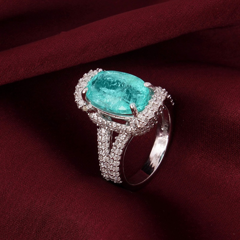 Bague, Tourmaline Paraiba (Certifiée GIA) Et Diamants - Bijoux Et ...