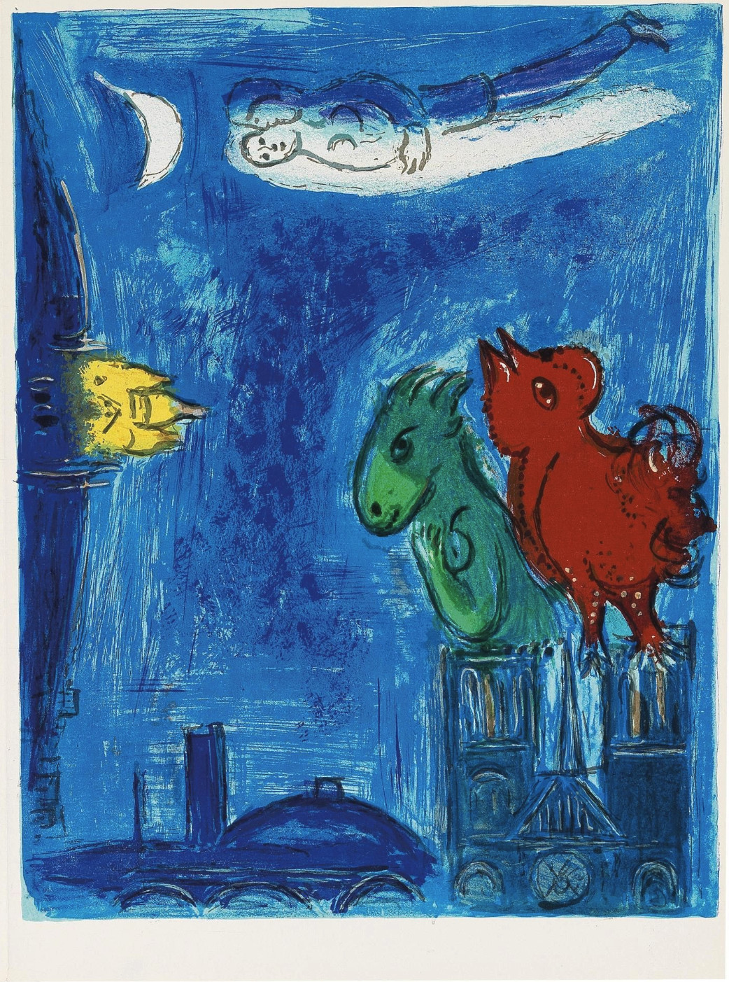 Marc Chagall Les Monstres De Notre Dame 1954 Lithographie