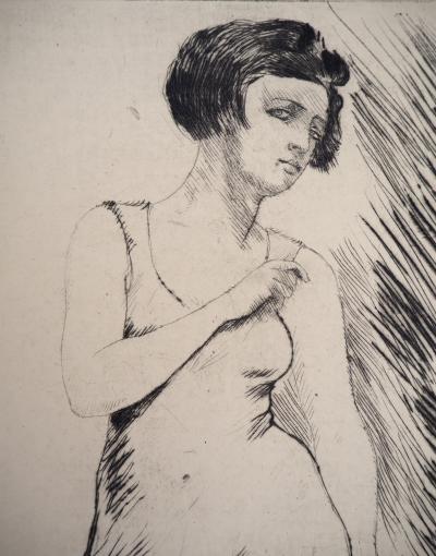Armand RASSENFOSSE - Femme en robe, 1928 - Gravure originale signée au crayon 2