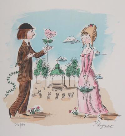 Raymond PEYNET : Les amoureux dans le parc, 1990 - Lithographie originale signée au crayon 2