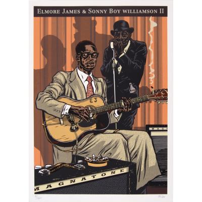 Mezzo - Elmore James & Sonny Boy Williamson II - Sérigraphie signée au crayon 2