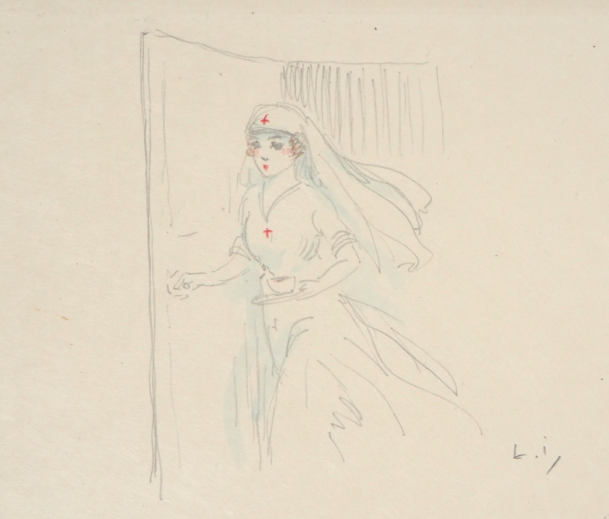 Louis ICART: The Nurse, c. 1917 - Etching signed in pencil and drawing ...