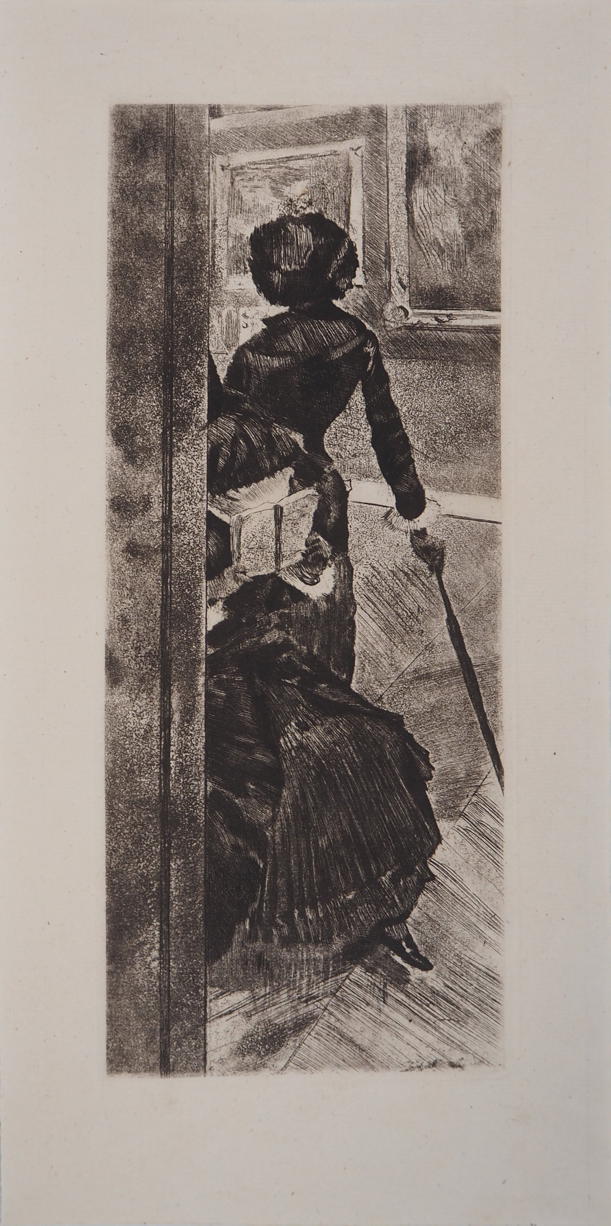 Edgar DEGAS In the Louvre, painting, Mary Cassatt Original etching Post War & Modern Art