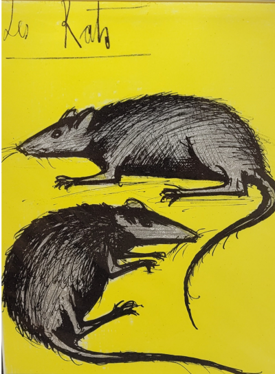 Bernard BUFFET - Les Rats - Lithographie