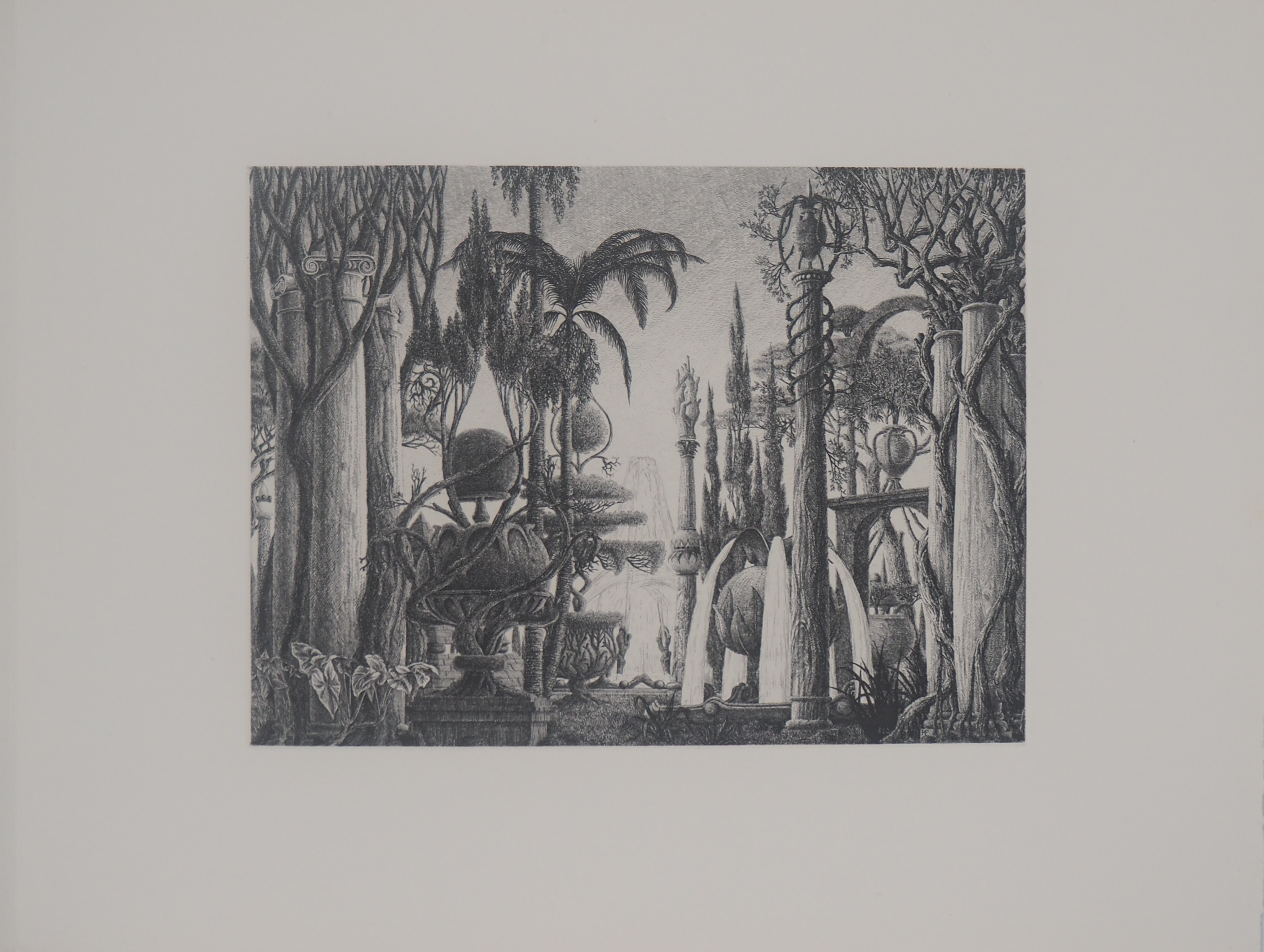 François HOUTIN: The gardens of Babylon - Original etching - Post War ...