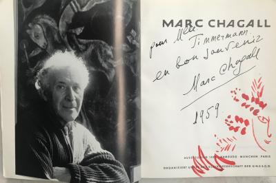 Marc CHAGALL – Visage -  Dessin signé et dédicacé 2
