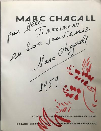 Marc CHAGALL – Visage -  Dessin signé et dédicacé 2