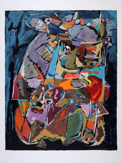 André LANSKOY - Abstract composition on Blue, C. 1970 - Original