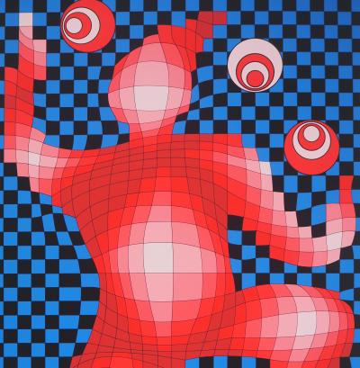 Victor Vasarely - Kinetic character - Original screenprint, Signed