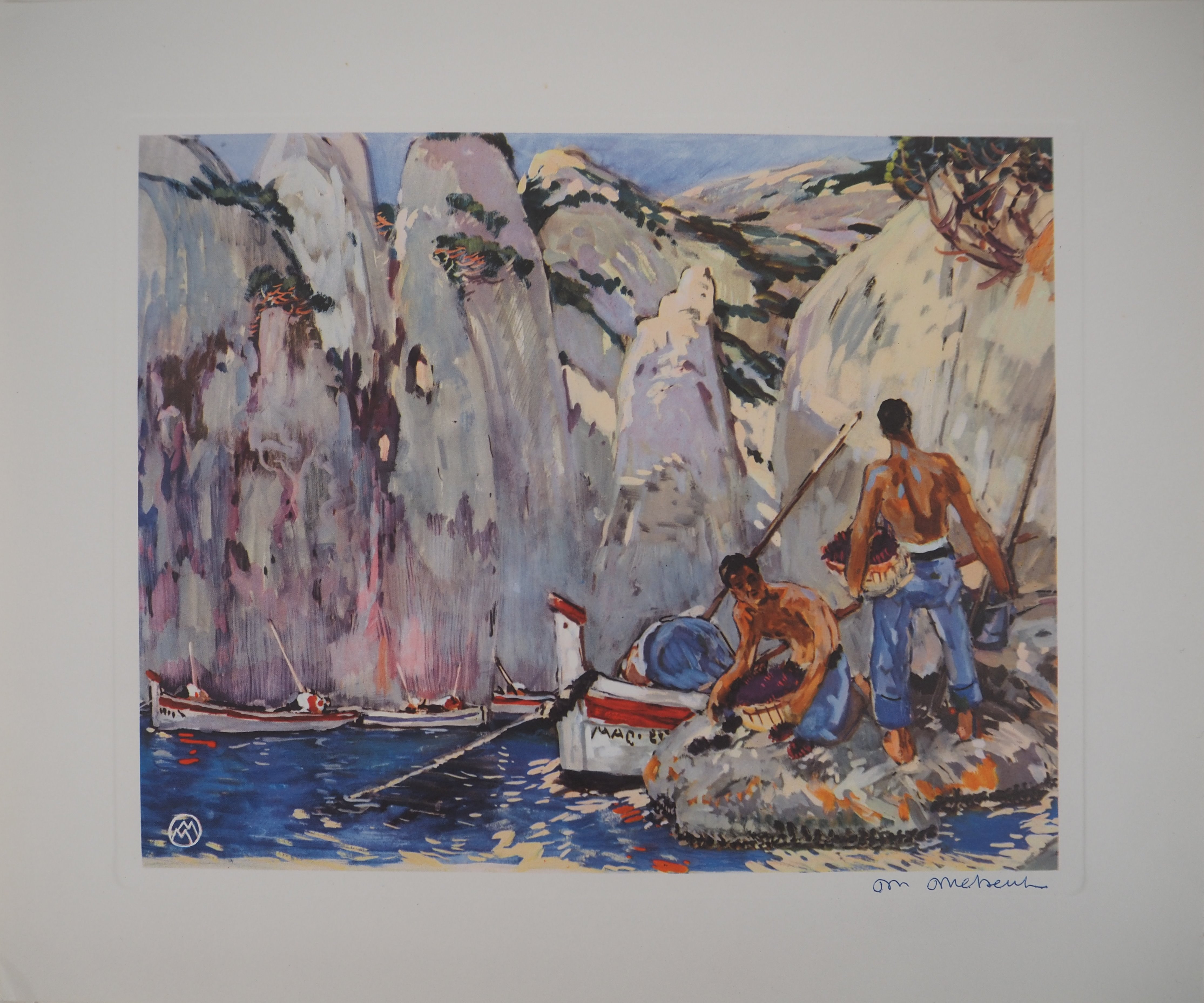 Mathurin MEHEUT - La Pêche Dans Les Calanques, C. 1955 - Héliogravure ...