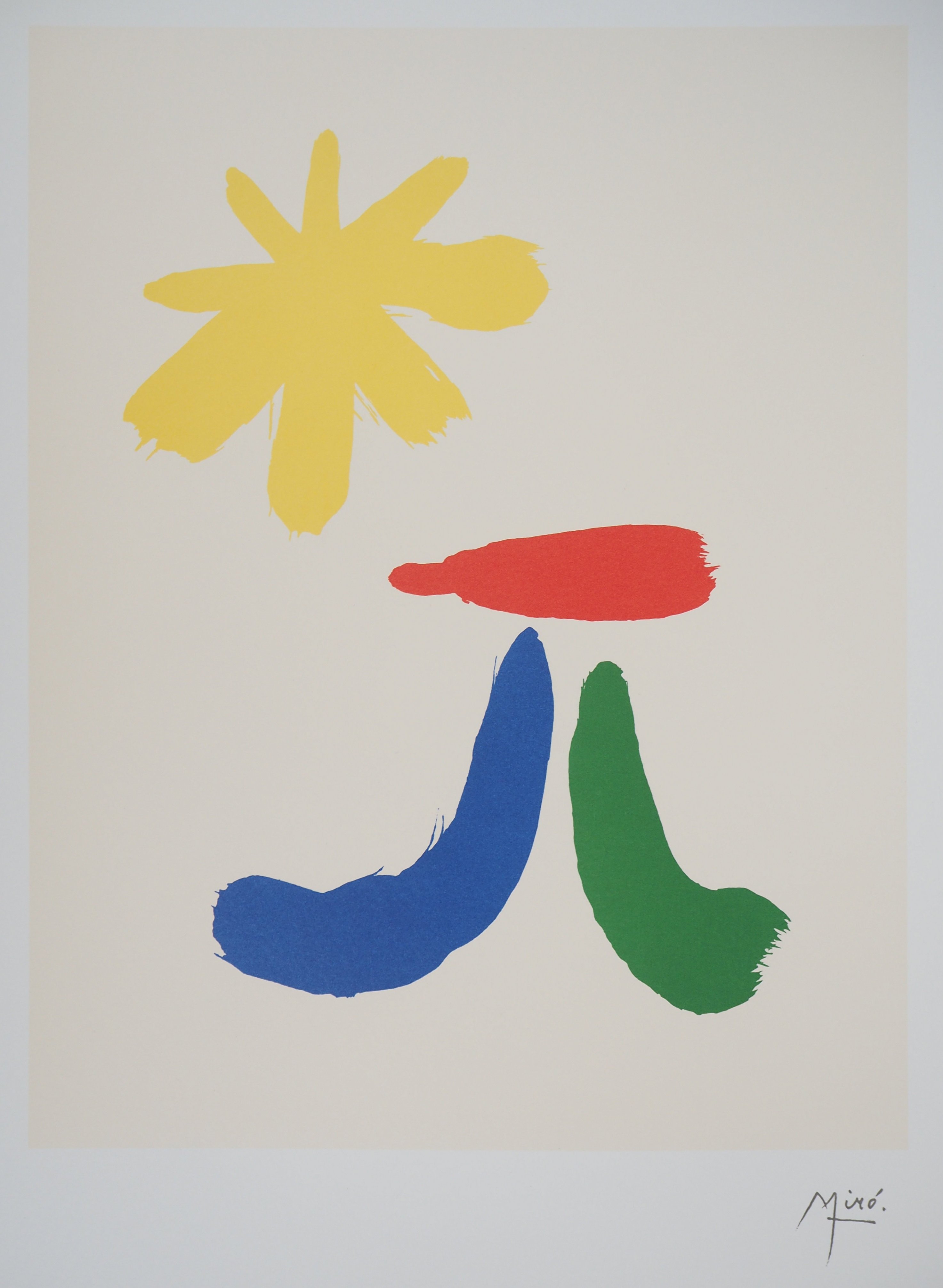 Joan Miro Nachher Surrealistische Figur Und Die Sonne Signierte Lithographie Moderne 1018