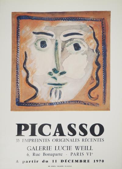 Pablo PICASSO : Céramique, Portrait surréaliste, Affiche originale d'époque