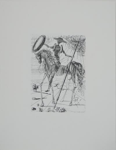Salvador DALI : Don Quichotte et Sancho Panza, Gravure originale signée