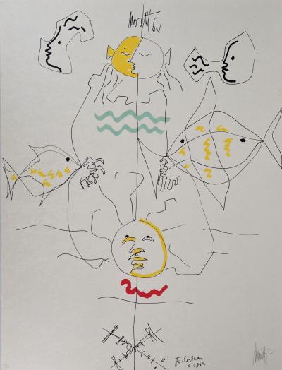 Jean COCTEAU: Flamboyant outlet Man - Original Signed Lithograph